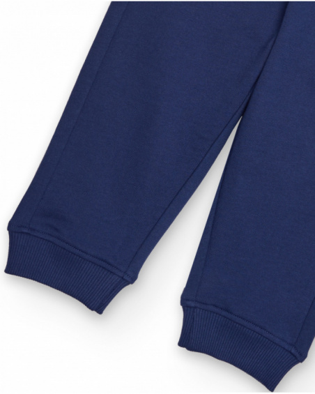 Boys' navy blue jogger pants with adjustable waistband.
