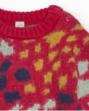 Knit dress for girls in red with multicolored spots print Knit dress for girls in red with multicolored spots print