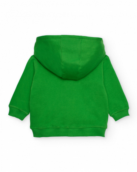 Hooded sweatshirt for boy in green with tool print
