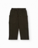Fleece trousers for boy in brown with cargo pockets