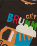 Set for boy with brown sweatshirt and printed vehicle trousers