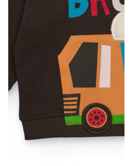 Sweatshirt for boy in brown with colorful truck and text