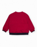 Red zip-up sweatshirt for boy with animal design