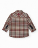 Long-sleeved burgundy check shirt for boy
