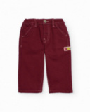 Burgundy pants for boy with "DOG" embroidered detail