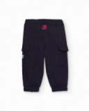 Navy jogger trousers for boy with cargo pockets