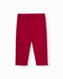 Red pants for boy with check print