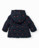 Navy blue coat for girl with embroidered hearts