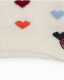 Girl’s sweater in off-white with multicolor hearts