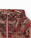 Girl’s checked raincoat with colorful hearts