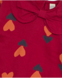 Girl’s red sweatshirt and leggings set with heart print and bow