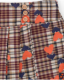 Checked shorts for girl with hearts and decorative buttons