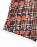 Checked shorts for girl with hearts and decorative buttons