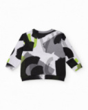 Sweatshirt for boy in white with multicolored abstract print