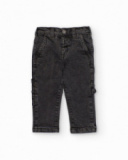 Cargo trousers for boy in washed black with multiple pockets
