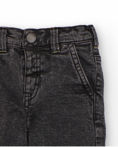 Cargo trousers for boy in washed black with multiple pockets