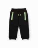 Jogger pants for boy in black with fluorescent zippers