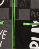 Set with hooded sweatshirt for boys in grey with graphic print and green details