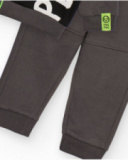 Set with hooded sweatshirt for boys in grey with graphic print and green details