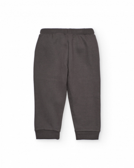 Jogger pants for boy in grey with "Fun Day" print