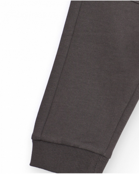 Jogger pants for boy in grey with "Fun Day" print