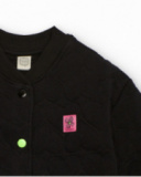 Girl's black bomber jacket with heart texture
