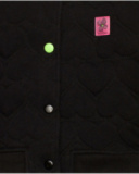Girl's black bomber jacket with heart texture
