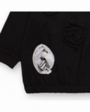 Girl's set in black and white with printed leggings and applied flowers