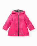 Girl’s fuchsia jacket with translucent effect and hood