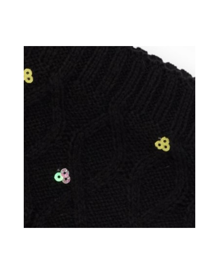 Knitted neck warmer for girl in black with sequins