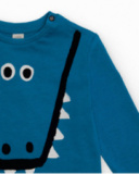 Long-sleeved T-shirt for boys in blue with crocodile design