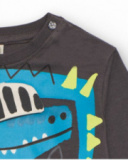 Long-sleeved t-shirt for boy in grey with blue dragon print