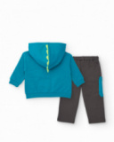 Sweatshirt and long pants set for boy in blue and grey with dragon design