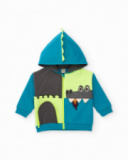 Hoodie for boy in blue with dragon design