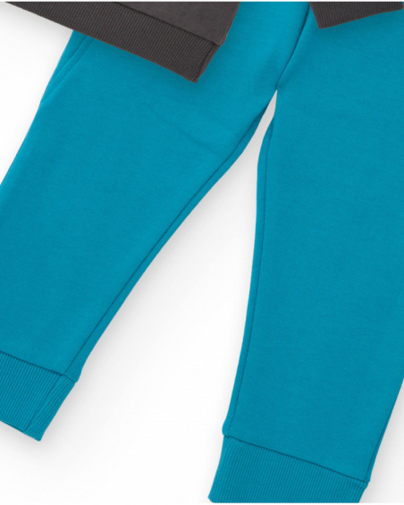 Boy’s sweatshirt and pants set in grey and blue with dragon detail