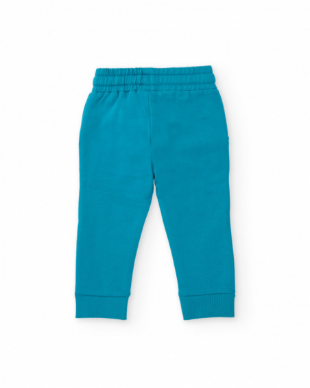 Boy’s fleece pants in blue with elastic waistband