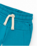 Boy’s fleece pants in blue with elastic waistband