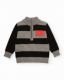 Knit sweater for boys with stripes and zipper.