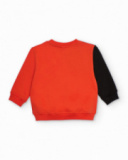 Orange sweatshirt for boys with howling wolf