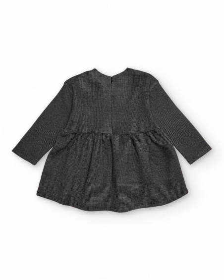 Grey dress for girl with applied hearts
