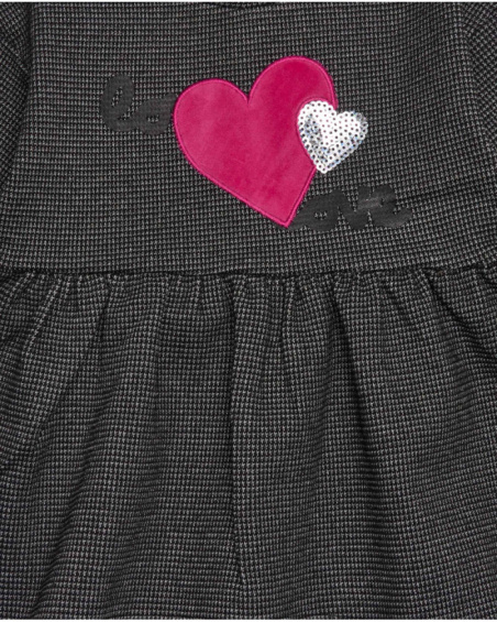 Grey dress for girl with applied hearts