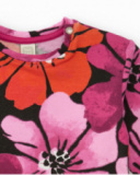 Girl’s dress with floral print in fuchsia.