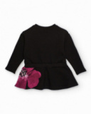 Black dress for girls with fuchsia flowers