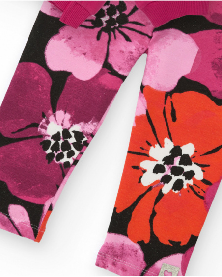 Girls' set with fuchsia sweatshirt and floral leggings