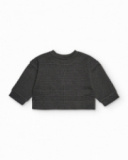 Girls’ black gingham sweatshirt with straight cut