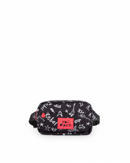 Black boys’ belt bag with rock print