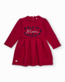 Burgundy dress for girls with embroidered detail.