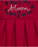 Burgundy dress for girls with embroidered detail.