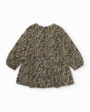 Girls’ dress with animal print in earthy tones