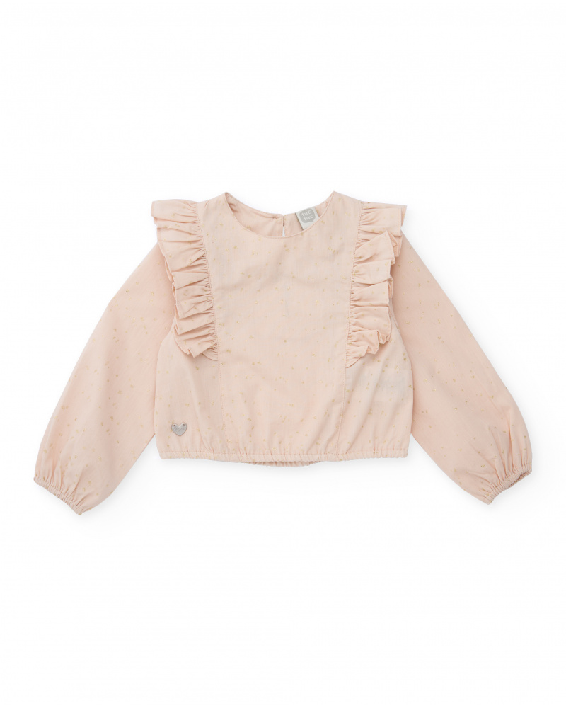 Girls’ powder pink blouse with golden details